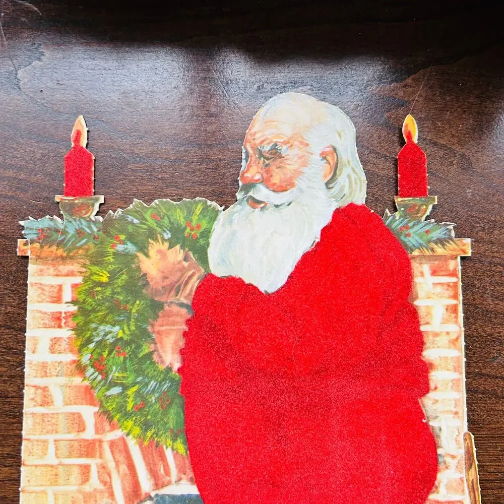 3 Santa Paper Cut Outs Christmas Wall Decor Vintage 11.5